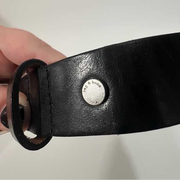 Rag & Bone Boyfriend Leather Belt in Black with Silver Hardware Women’s Sz L - Picture 3 of 7